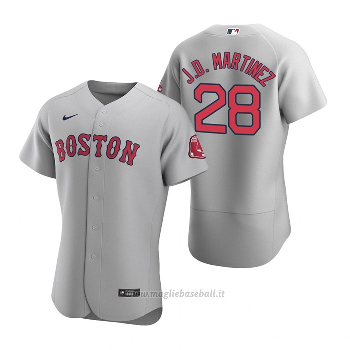Maglia Baseball Uomo Boston Red Sox J.d. Martinez Autentico Road Grigio